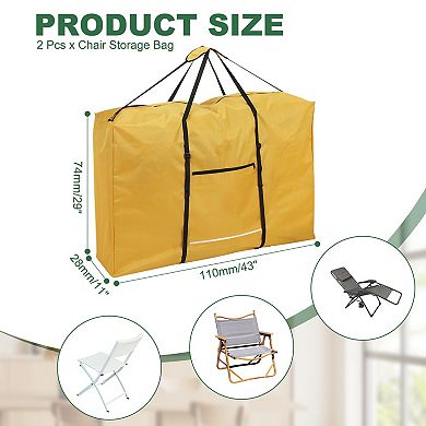 Bag Heavy Duty Waterproof Folding Chair Storage Bag with Handle 2 Pcs