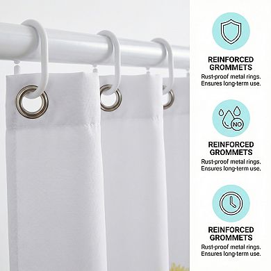 Watercolor Floral Shower Curtain, Waterproof Bathroom Curtain Sets with 12 Plastic Hooks