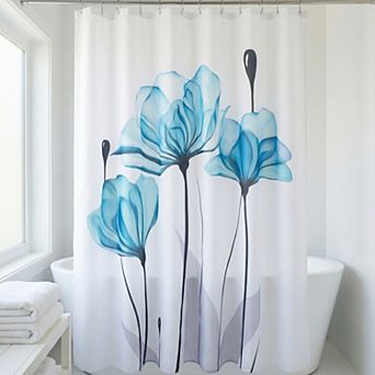 Watercolor Floral Shower Curtain, Waterproof Bathroom Curtain Sets with 12 Plastic Hooks