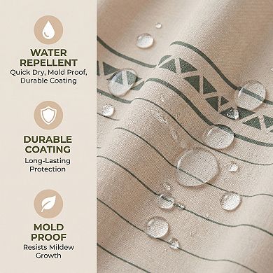 Boho Striped Shower Curtain, Farmhouse Tassel Bath Shower Curtain Sets with 12 Hooks