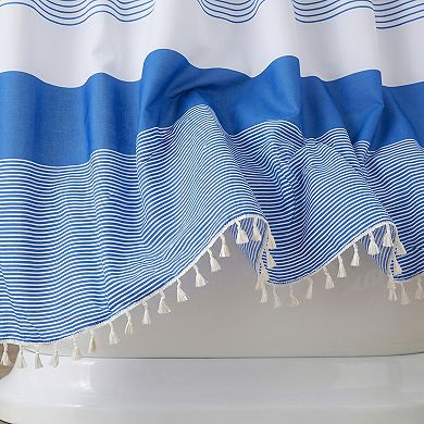 Striped Shower Curtain, Waterproof Bath Shower Curtain Sets with 12 Plastic Hooks