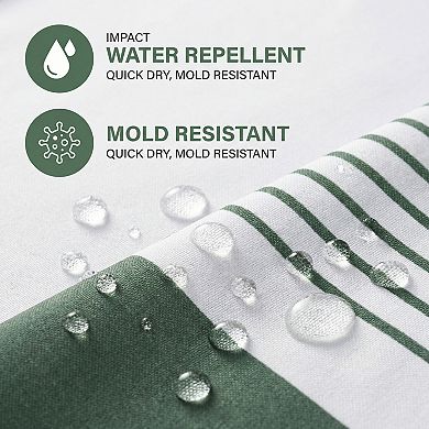 Striped Shower Curtain, Waterproof Bath Shower Curtain Sets with 12 Plastic Hooks