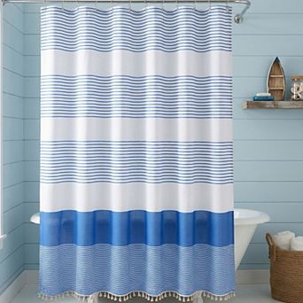 Striped Shower Curtain, Waterproof Bath Shower Curtain Sets with 12 Plastic Hooks