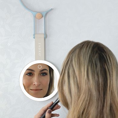 Multi-Position LED Lighted Traveling Hand Mirror with Magnifications 10X/1X - Adjustable Stand