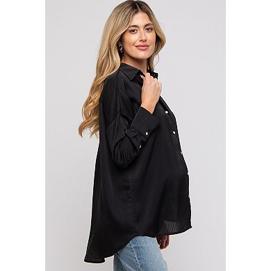 Maternity Striped Button Up Top