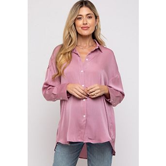 Maternity Striped Button Up Top