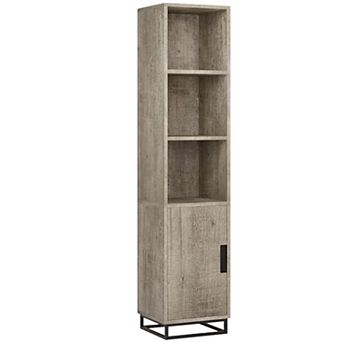 Slim 70" Tall Storage Cabinet with Metal Base & Adjustable Shelf - Open Freestanding Unit for Small