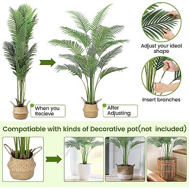 6 ft Artificial Palm Trees, Fake Plants Tropical Plants with Pot for Indoor Home Decor