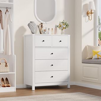5 Drawer Dresser for Bedroom, Modern Tall Dresser Organizer with Storage Drawers