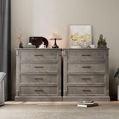long 4 drawer dresser Homfa 4 Drawer Dresser for Bedroom and Baby's Room, Modern Black Wood Storage Cabinet Chest of Drawers Nightstand