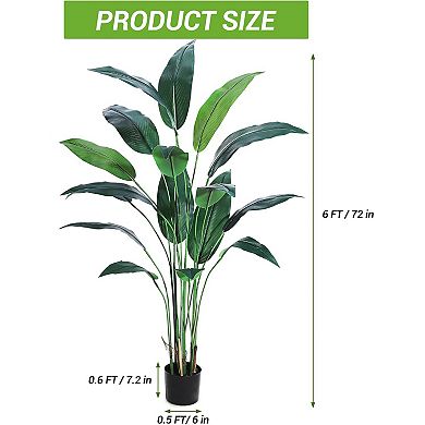 1Pcs Artificial Bird of Paradise Tree, Fake Palm Tree with 17 Faux Leaves