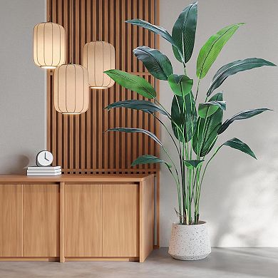 1Pcs Artificial Bird of Paradise Tree, Fake Palm Tree with 17 Faux Leaves