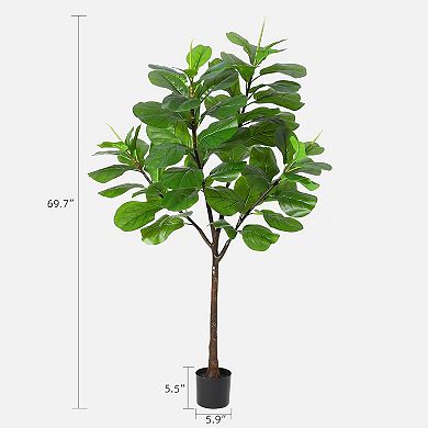 Artificial Fiddle Leaf Fig Tree 5.8 ft Tall with 65 Decorative Leaves, Fake Fig Silk Tree in Pot