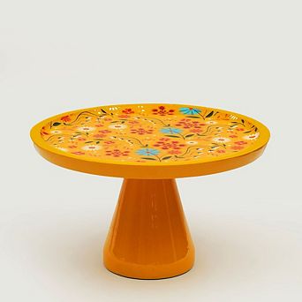 Sunburst Bloom Inlay Yellow Cake Stand