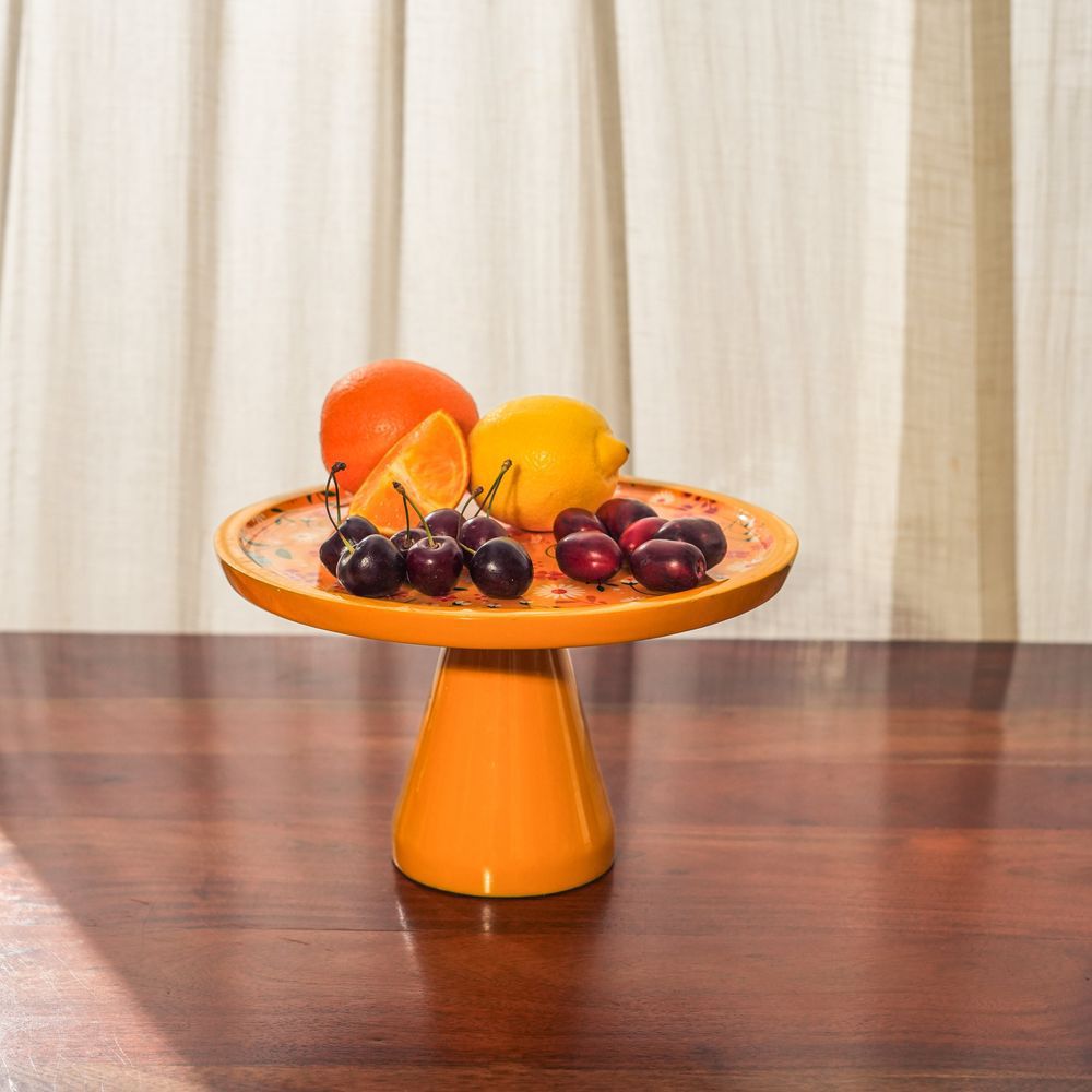 Mela Artisans Sunburst Bloom Inlay Cake Stand