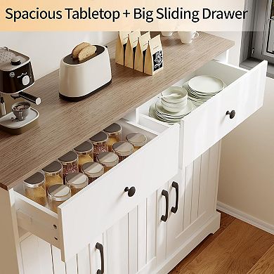 42.5 in Sideboard Buffet Cabinet with Storage, Wooden Kitchen Storage Cabinet with Adjustable