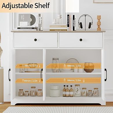42.5 in Sideboard Buffet Cabinet with Storage, Wooden Kitchen Storage Cabinet with Adjustable