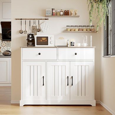 42.5 in Sideboard Buffet Cabinet with Storage, Wooden Kitchen Storage Cabinet with Adjustable