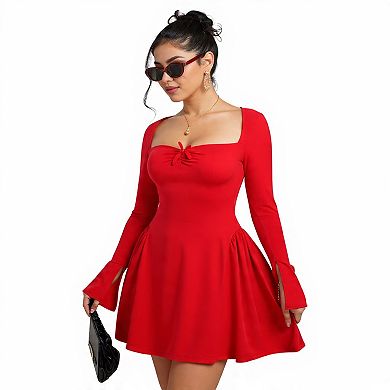 Women’s Long Sleeve A-Line Mini Dress for Parties