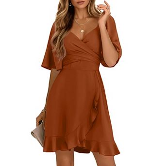 Tiered Ruffle Hem V Neck Mini Dress for Weddings