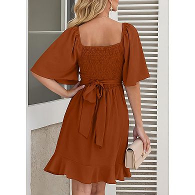 Tiered Ruffle Hem V Neck Mini Dress for Weddings