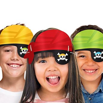 Big Dot of Happiness Pirate Eye Patch Paper Headbands, Colorful Pirate Ship Adventures Party, 16 ct