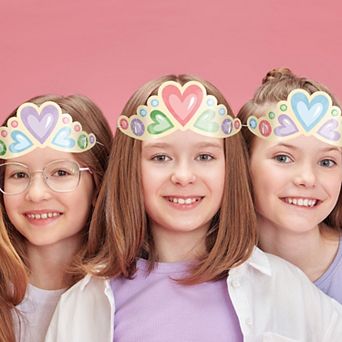 Big Dot of Happiness Princess Party Paper Crowns, Colorful Tiara Headbands, DIY Party Favors, 16 ct