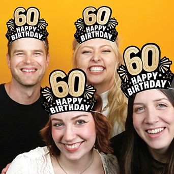 Big Dot of Happiness 60th Birthday Paper Crowns, Happy Birthday Party Headbands, DIY Favors, 16 ct