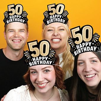 Big Dot of Happiness 50th Birthday Paper Crowns, Happy Birthday Party Headbands, DIY Favors, 16 ct