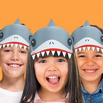 Big Dot of Happiness Shark Party Paper Crowns, Jawesome Headbands for Kids Summer Party, 16 ct