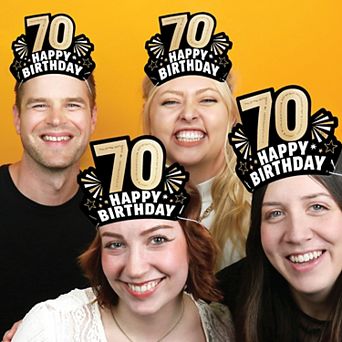 Big Dot of Happiness 70th Birthday Paper Crowns, Happy Birthday Party Headbands, DIY Favors, 16 ct