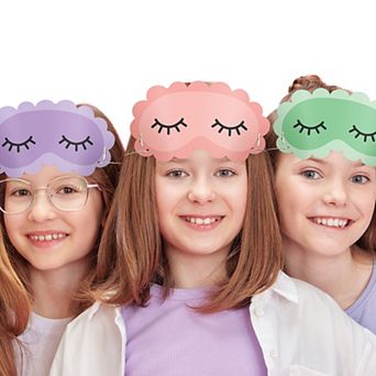 Big Dot of Happiness Paper Sleep Eye Masks, Pajama Slumber Party Headbands Girls Sleepover, 16 ct