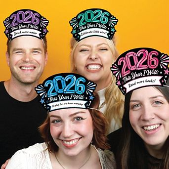 Big Dot of Happiness Colorful New Year Party Headbands, 2026 Resolution Party Hats & Games, 16 ct