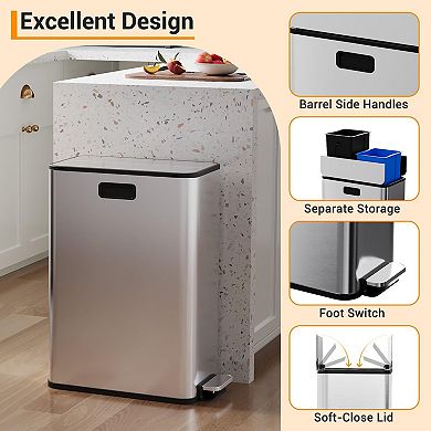 ANIXOL Dual Compartment Butterfly Lid Step Trash Can