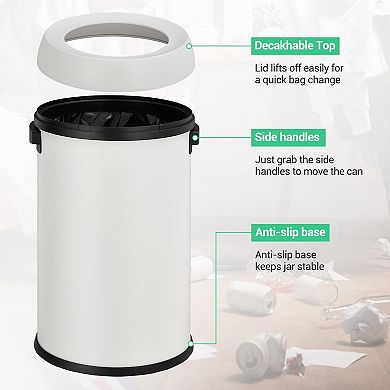 ANIXOL Commercial Stainless Steel Trash Can, Fingerprint-Proof, 17 Gallon