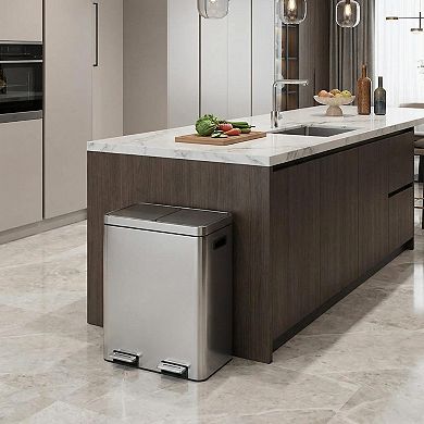 ANIXOL Dual Compartment Stainless Steel Step Trash Can with Soft-Close Lid
