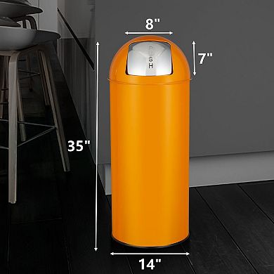 ANIXOL Push Lid Stainless Steel Trash Can, 17 Gallon Commercial