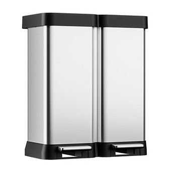 ANIXOL Dual Compartment 16 Gallon Stainless Steel Step Trash Can