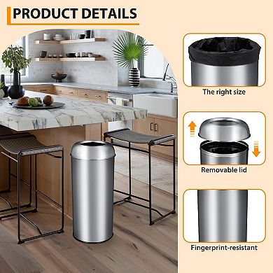 ANIXOL Stainless Steel Commercial Trash Can with Removable Bucket