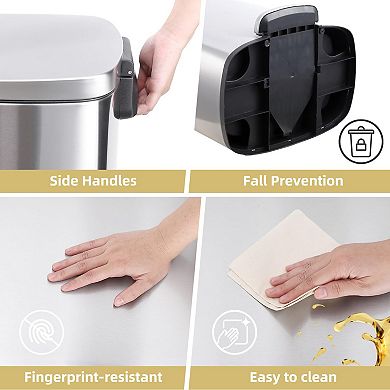 ANIXOL Stainless Steel Step Trash Can with Soft Close Lid
