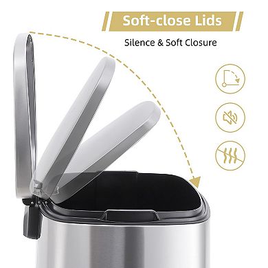 ANIXOL Stainless Steel Step Trash Can with Soft Close Lid