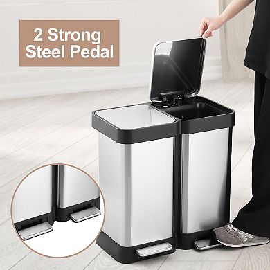 ANIXOL Dual Compartment Stainless Steel Step Trash Can