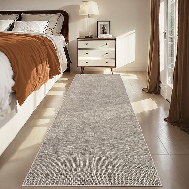 Modern Solid Woven Area Rug Machine Washable Foldable Pet Friendly Mat for Playroom Hallway