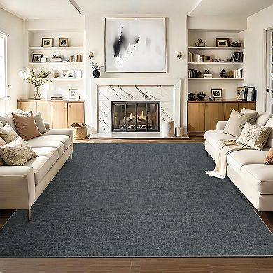 Modern Solid Woven Area Rug Machine Washable Foldable Pet Friendly Mat for Playroom Hallway