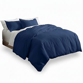 Queen Dark Blue Duvet Cover, Lightweight & Cooling Super Soft Breathable Bedding
