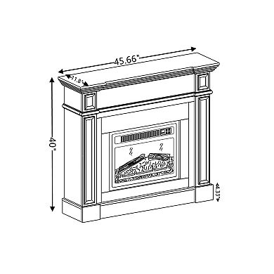 Storage Cabinet with Electric Fireplace Heater with Remote Timer & LED Flame