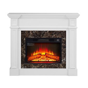 Storage Cabinet with Electric Fireplace Heater with Remote Timer & LED Flame