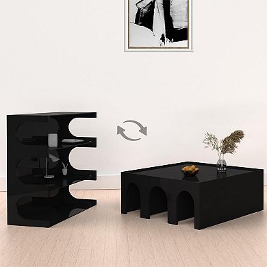 4-Tier Book Shelf Cabinet Coffee Table with Organizer Storage Shelves