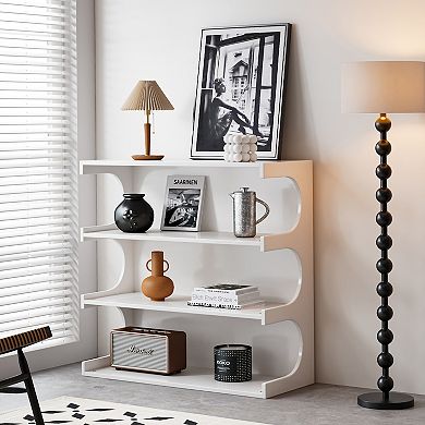 4-Tier Book Shelf Cabinet Coffee Table with Organizer Storage Shelves
