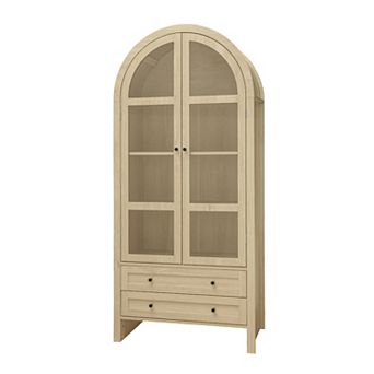 70" Tall Arched Pantry Cabinet with Adjustable Shelves for Kitchen or Living Room